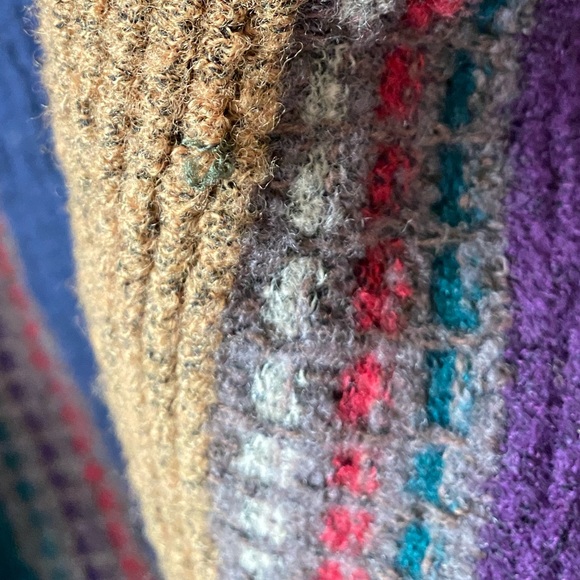 VTG COTTON TRADERS Multicolor Wool Blend 3D Knit Crew Sweater SZ XL - Picture 5 of 7